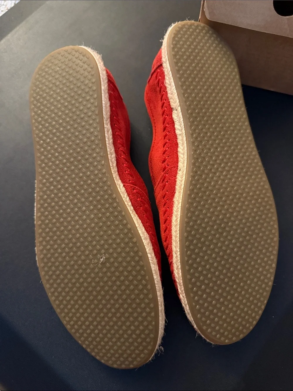 TOMS Women's Red Suede Espadrille Slip-Ons